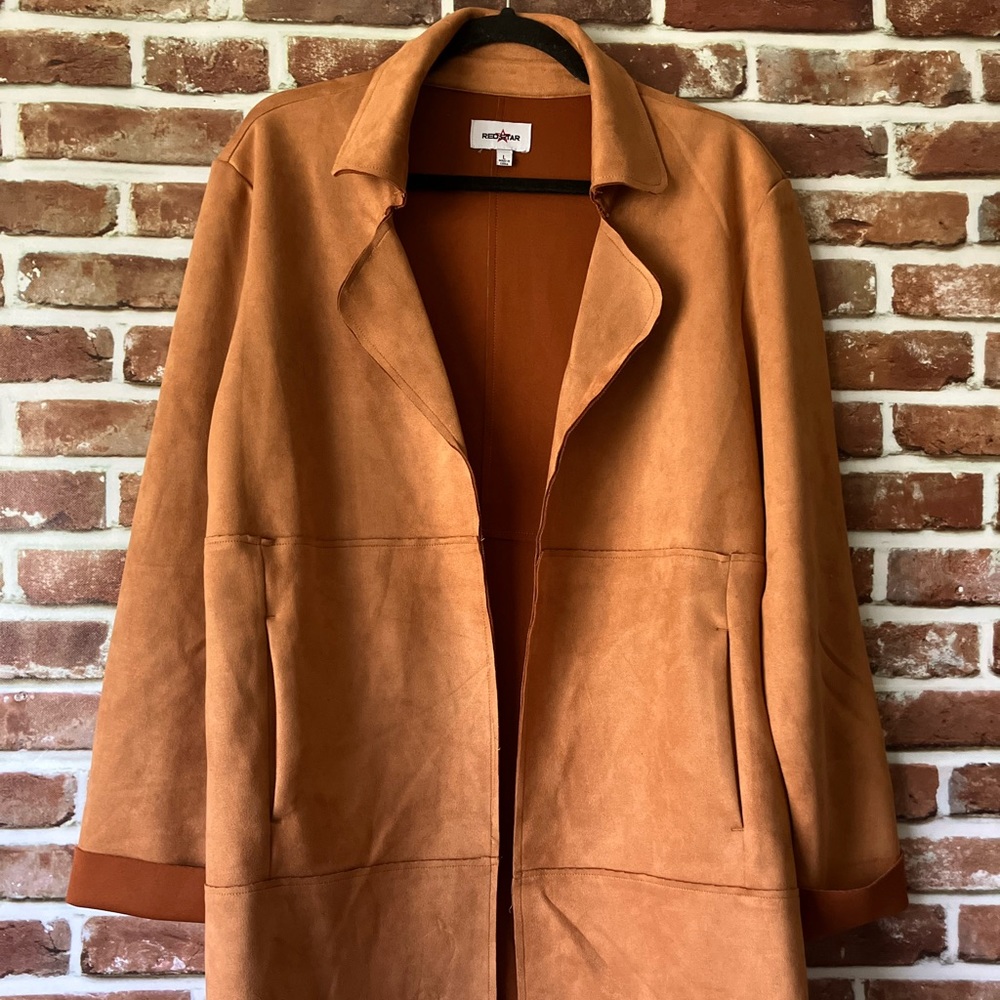 Womens Red Star Faux Suede Flyaway Jacket Size L